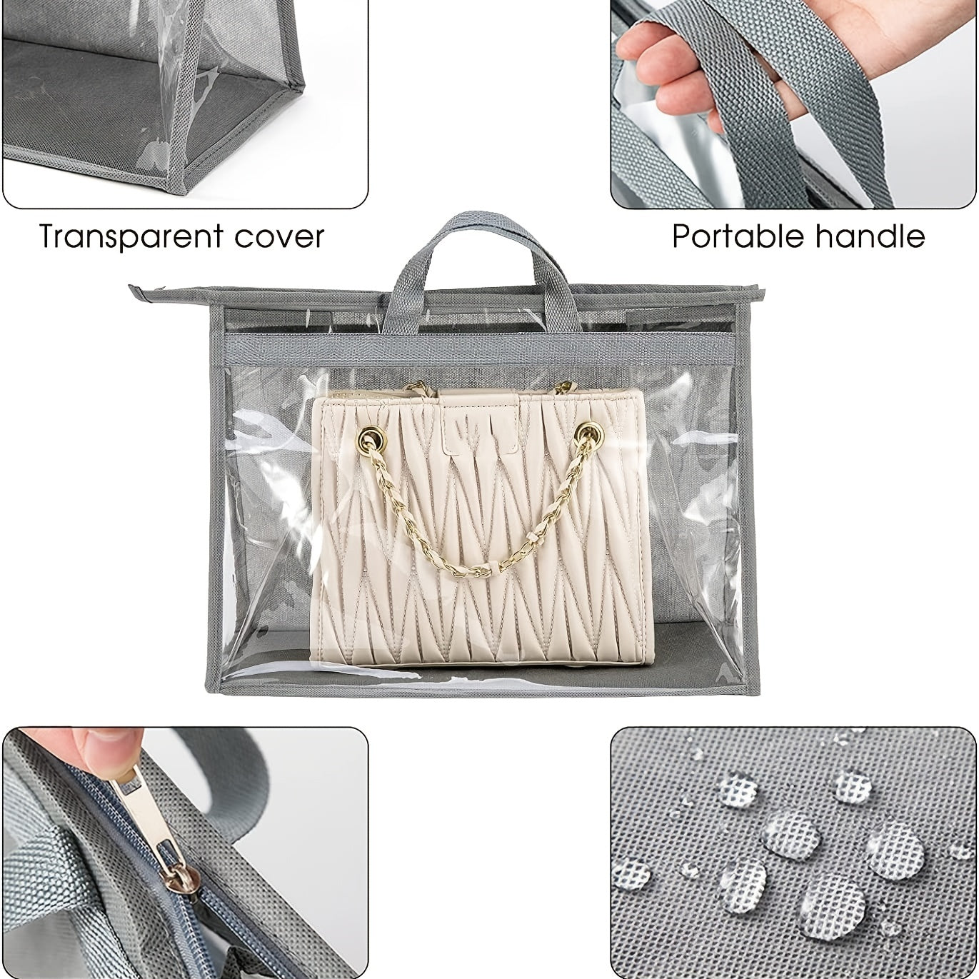 Clear Handbag Dust Bags Zipper Hanging Storage Organizer