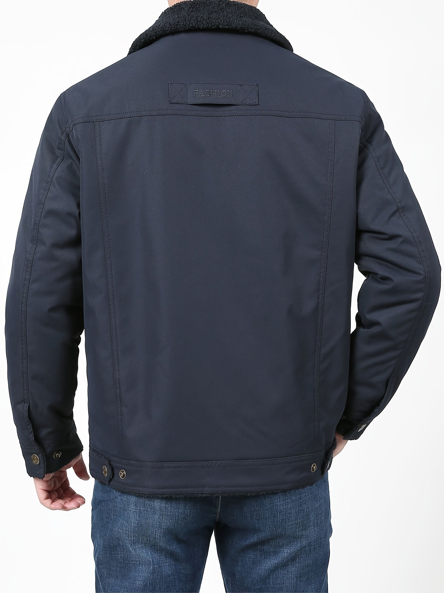 Men's Fleece Windbreaker Jacket Casual Lapel Coat