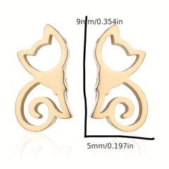 2pcs Men's Kitten Ear Studs Stainless Steel Ear Accessories