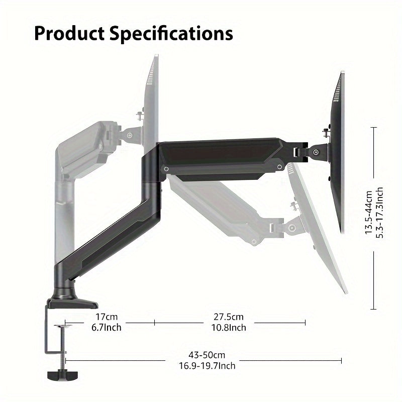 PC Monitor Arm Dual Stand Adjustable Spring Desk Mount For Dual Monitors