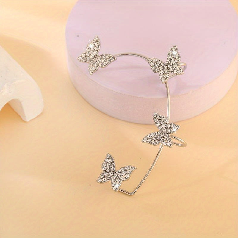 Sparkle Butterfly Ear Clip Temperament Jewelry For Women Girls