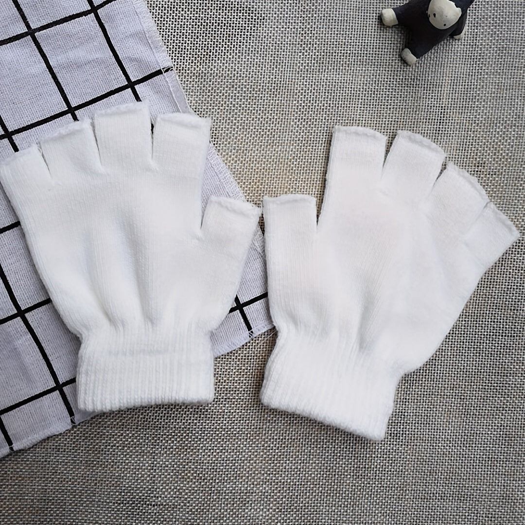 Knitted Fingerless Gloves for Women Men Warm Mittens