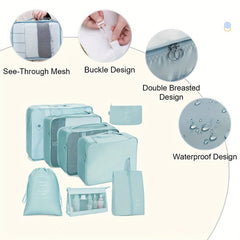 8Pcs Clothing Sorting Packaging Luggage Storage Bag Travel Toiletry Shoes Bag