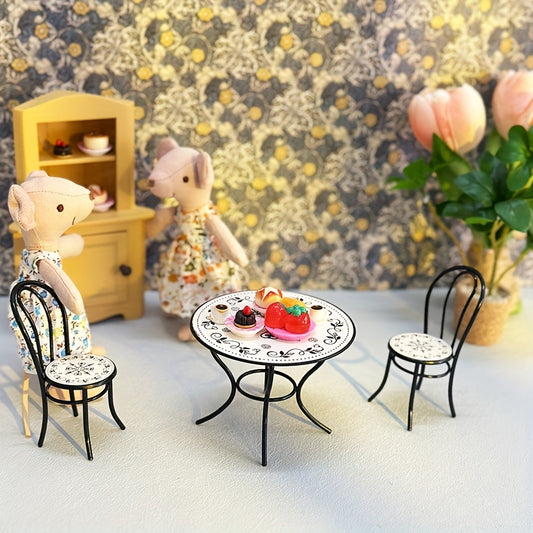 Vintage Cast Iron Table & Chair Set Dollhouse Decor DIY Ornament