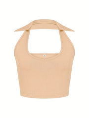 Sexy Halter Top Backless Sleeveless Cropped Top