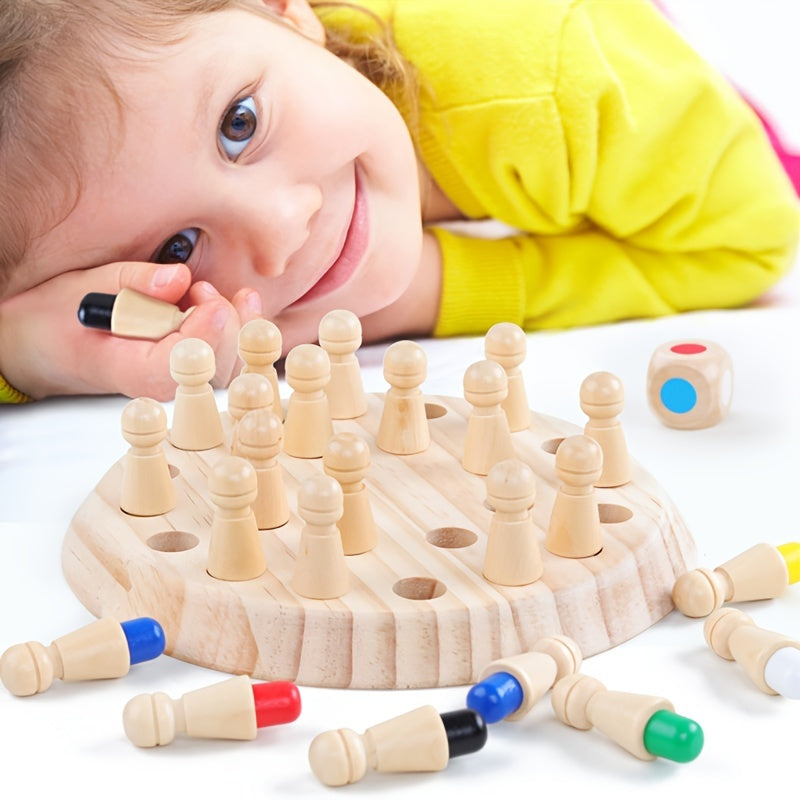 Wooden Memory Chess Montessori Games Match Puzzle Board Kids Educational Toy
