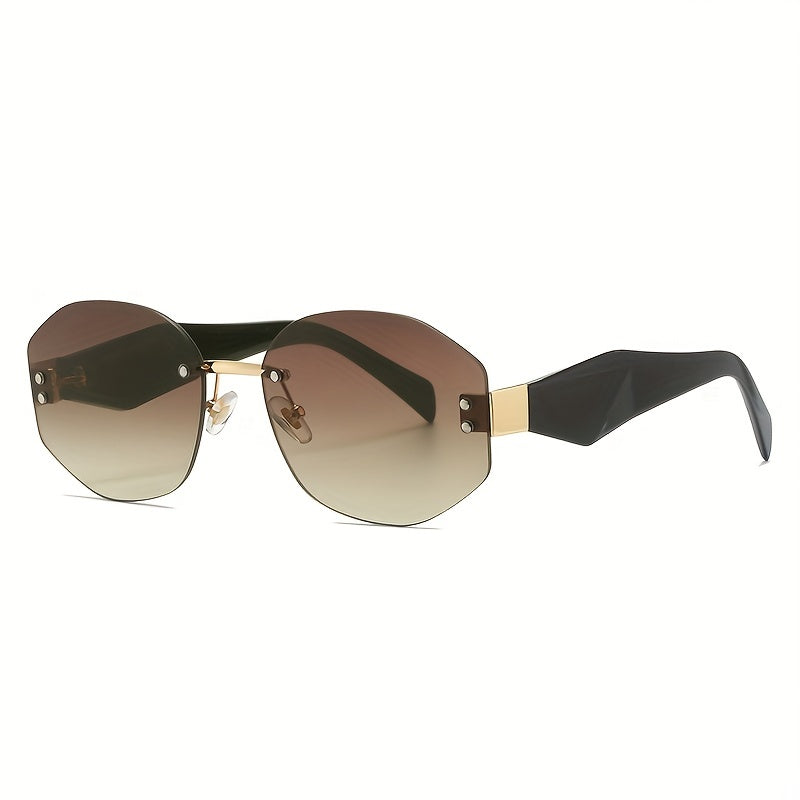 Men's Rimless Sunglasses UV Protection for Outdoor Beach Travel
