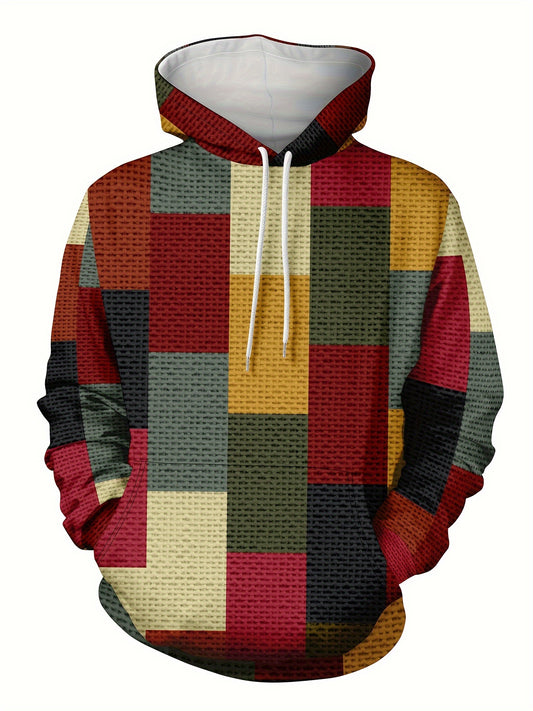 Geometry Print Hoodies For Men Graphic Hoodie Comfy Loose Hooded Pullover
