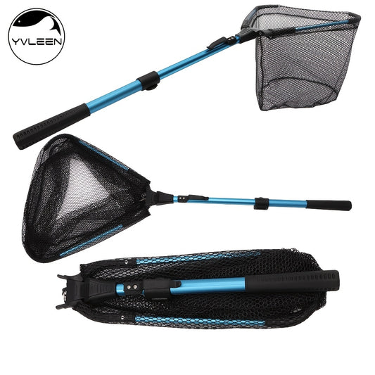 YVLEEN Folding Fishing Net Aluminum Telescopic Pole Nylon Mesh 16in Hoop