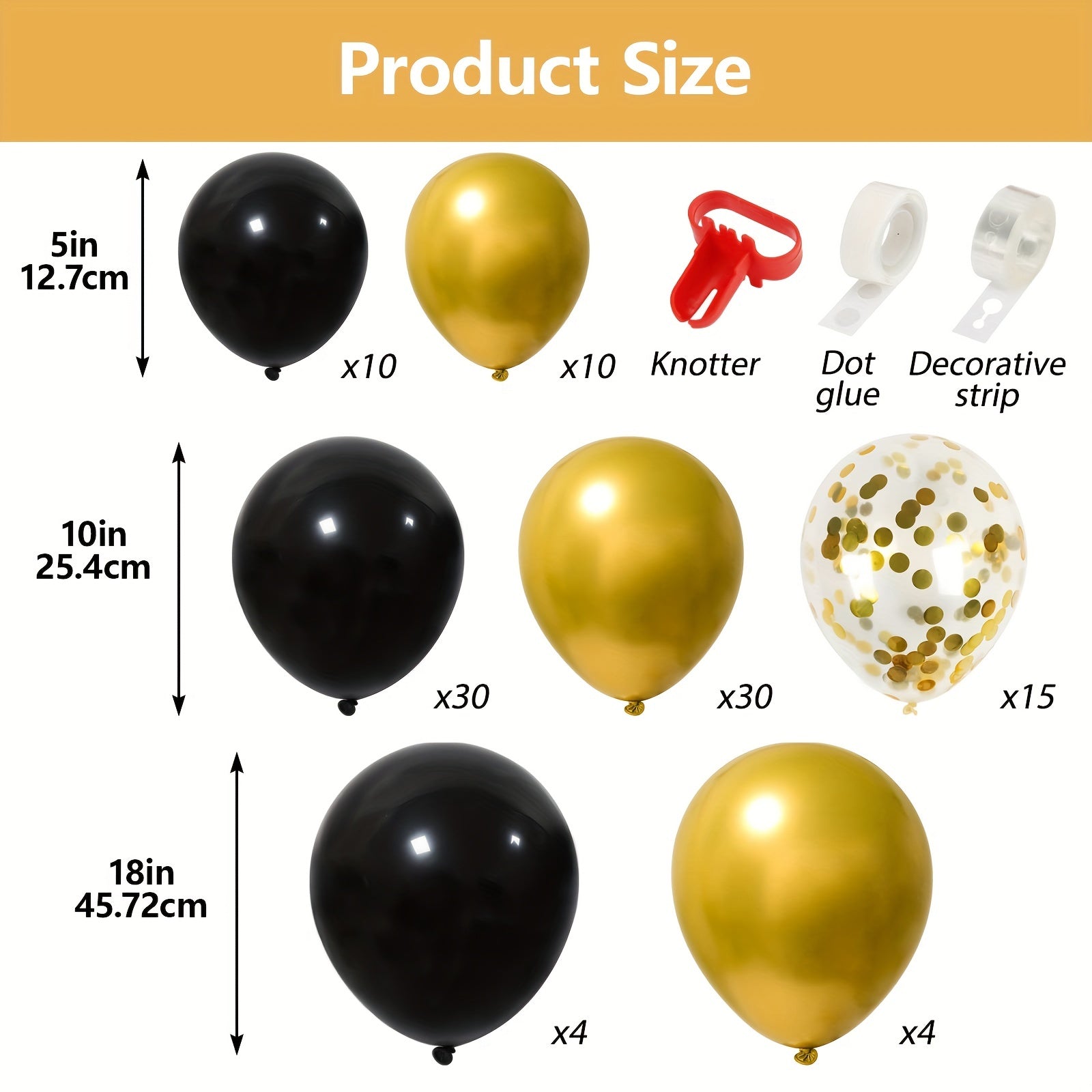 106pcs Golden Balloons Kit for Party Birthday Graduation Anniversary