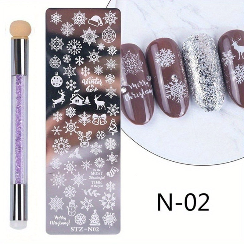 Nail Art Stamping Plates Set with Brush and Mold