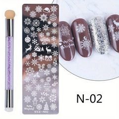 Nail Art Stamping Plates Set with Brush and Mold
