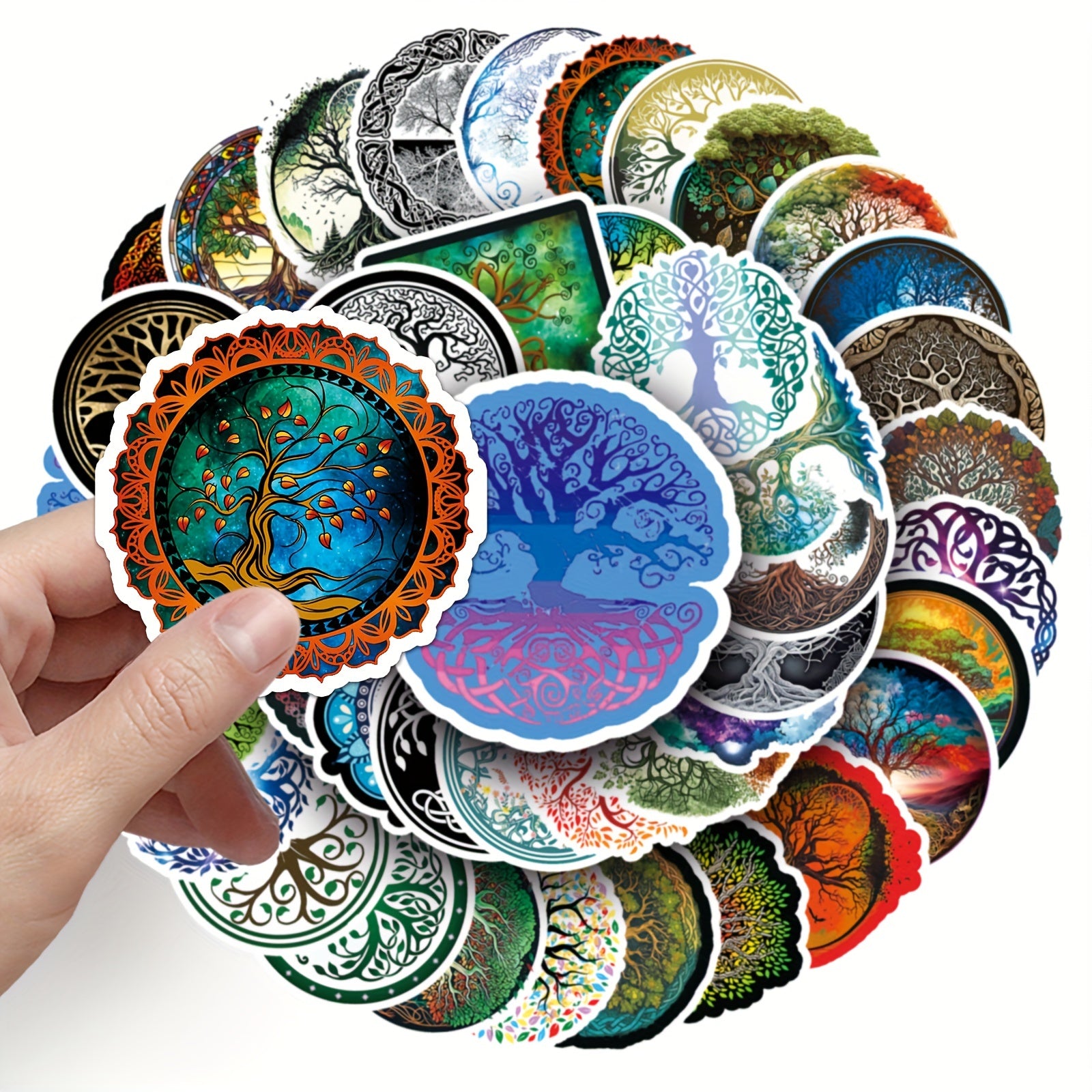 50pcs Retro Viking Tree Of Life Graffiti Stickers, Waterproof DIY Sticker