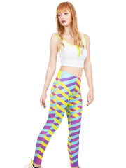 Block Stretchy Long Length Leggings High Waist Leggings