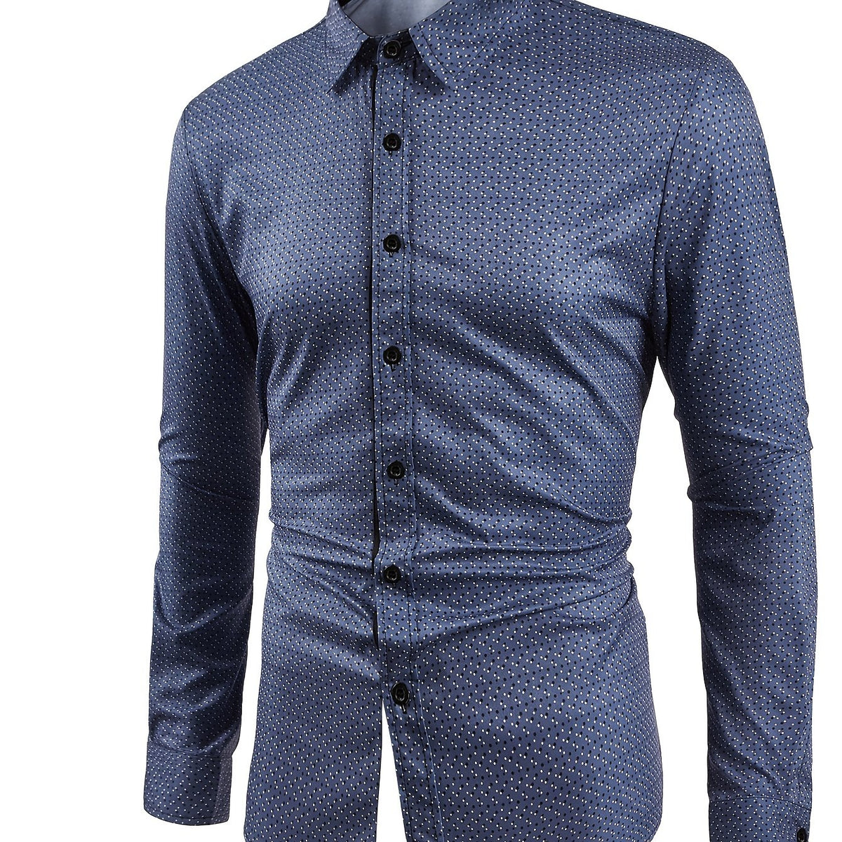 Men s Dot Printed Shirt Regular Fit Long Sleeves Turn Down Collar