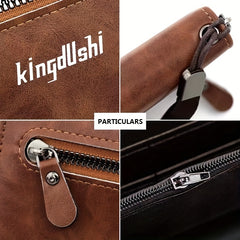 Men's Leather Long Wallet Business Clutch Bag