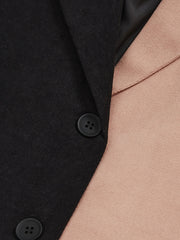 Colorblock Lapel Collar Button Front Blazer Plus Size