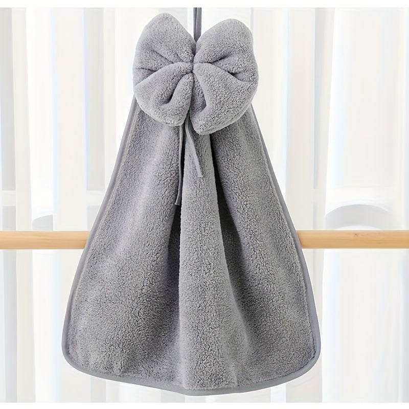Bowknot Hanging Towel Coral Fleece Quick Drying Soft Towel
