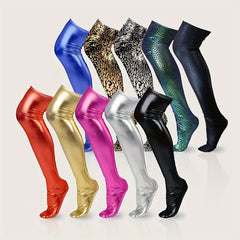 Sparkly Thigh High Socks Stretch Over Knee Stockings