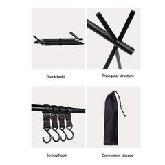 Portable Tripod Camping Hanging Rack with Hook Cookware and Clothes Drying Shelf