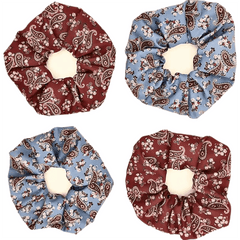 4pcs Boho Paisley Print Scrunchies Hair Tie Elastic Ponytail Holder