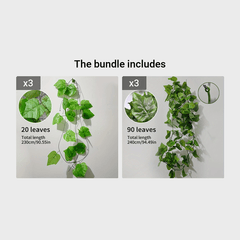 2-3m Simulation Vine with 90pcs Grape Leaves - Green Plants Decoration