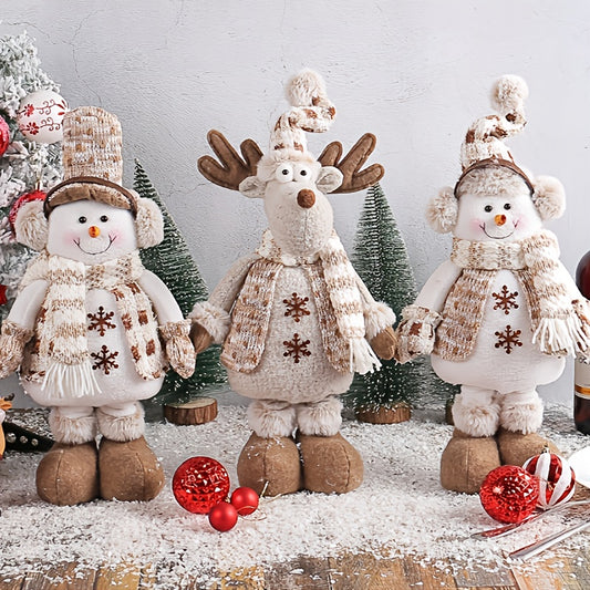 Christmas Snowman Telescopic Doll Knitted Elk Doll Window Scene Arrangement