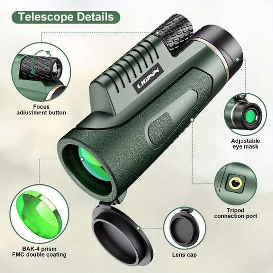 12x50 HD Monocular Telescope for Bird Watching Hiking Camping