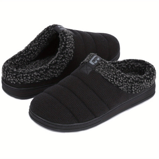 Men's Warm Slip On Slippers Fleece Indoor Walking Shoes