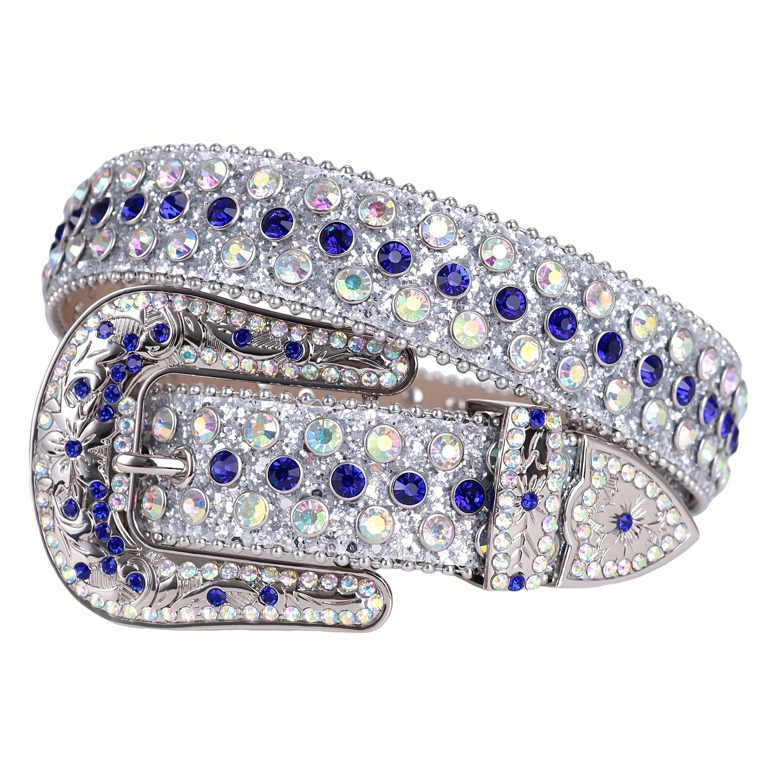 Sparkle Studded Rhinestone Leather Belt for Jeans Dress