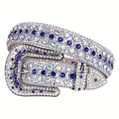 Sparkle Studded Rhinestone Leather Belt for Jeans Dress