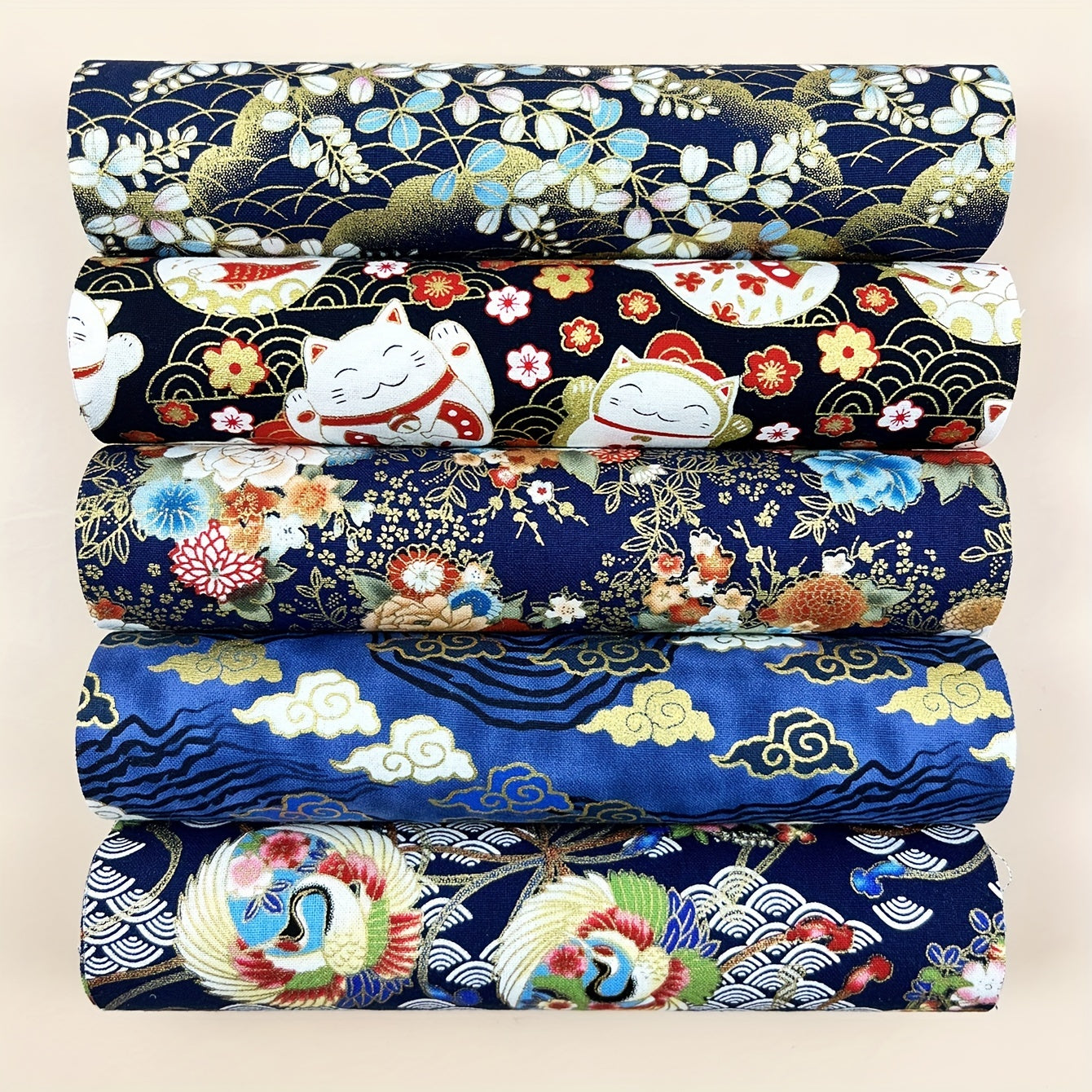 5pcs Japanese Printed Cotton Fabric For Clothing And Handicrafts