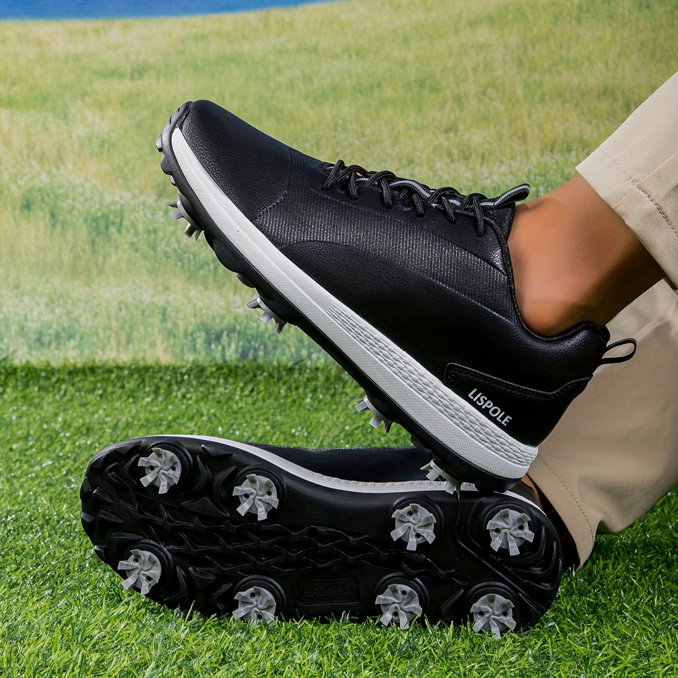 Men's Lightweight Golf Shoes w/ Removable Spike Non Slip Non Lace