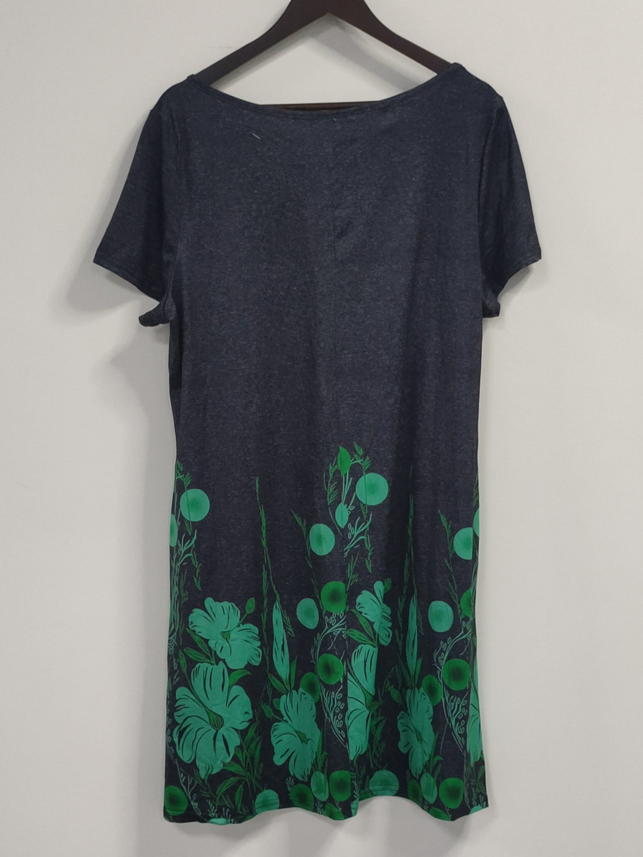  Casual Dress Women's Plus Floral Print Round Neck Short Sleeve Pockete