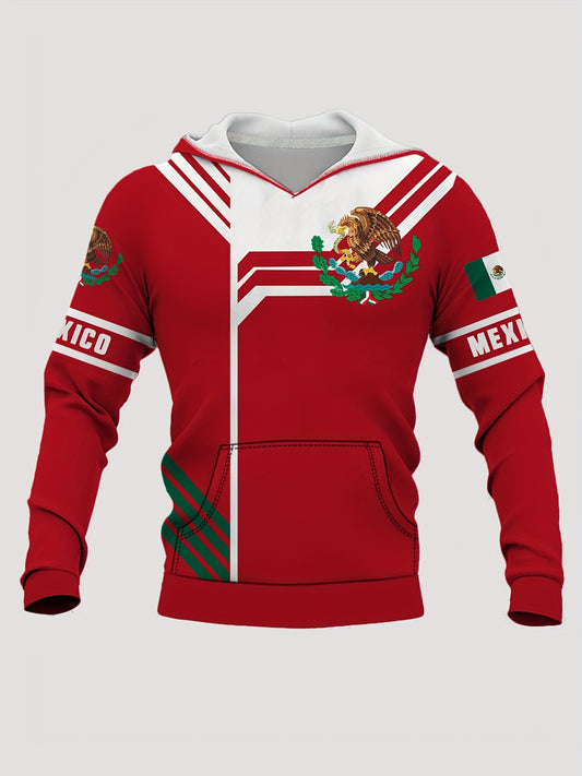 Mexico Eagle Print Hoodies For Men Comfy Pullover