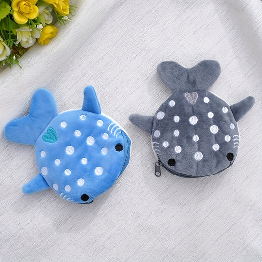 Plush Shark Coin Purse for Kids - Cartoon Girls Coin Bag