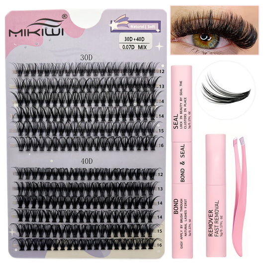 280Pcs Cluster Lashes 30D 40D D Curl Mix Lash Extension