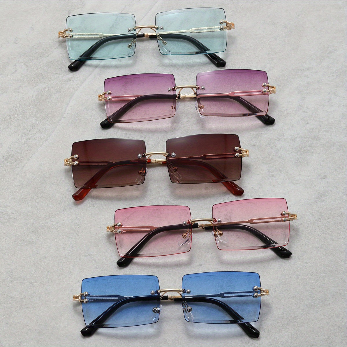 5 Pairs Men's Square Sunglasses UV Resistant for Outdoor Travel Party