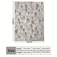 Cat Pattern Throw Blanket Lightweight Flannel Blanket Sofa Bedroom