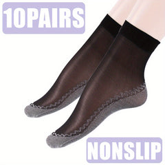 10 Pairs Thin Transparent Non-slip Short Socks Women's Stockings