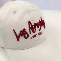LA Embroidery Baseball Cap Vintage Solid Cotton Dad Hat Unisex