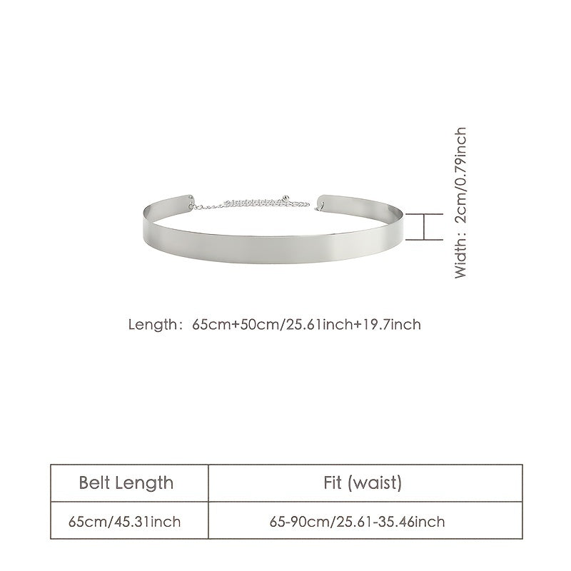 Women's Adjustable Chain Metal Belt Mirror Like Gleam Bold Design