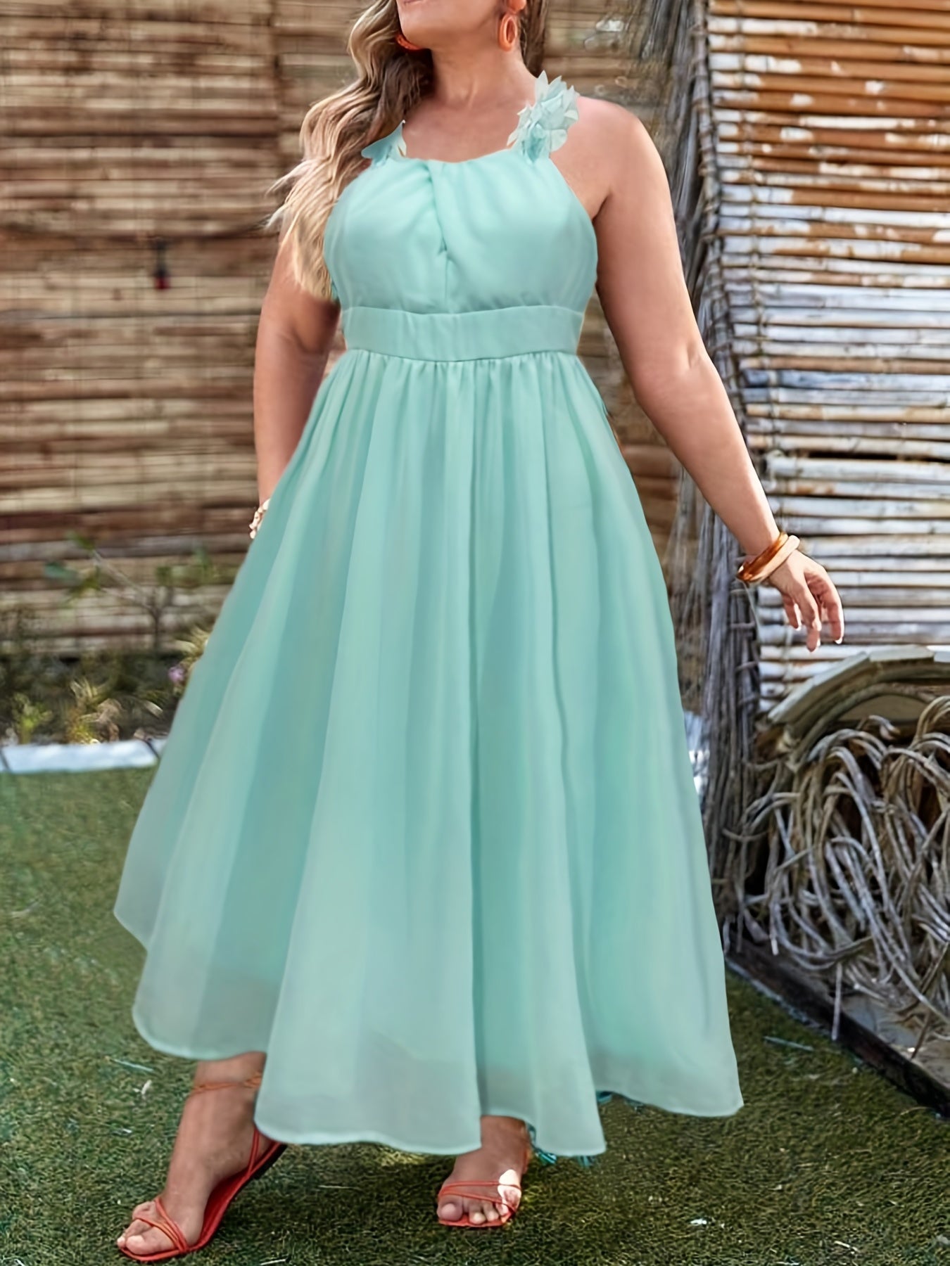 Party Cami Dress Solid Contrast Mesh Ruched A line Maxi Prom Dress