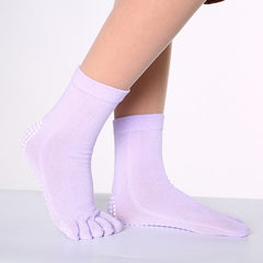 Rainbow Non-slip Yoga Socks Cozy 5 Toes Knitted Calf Crew Socks