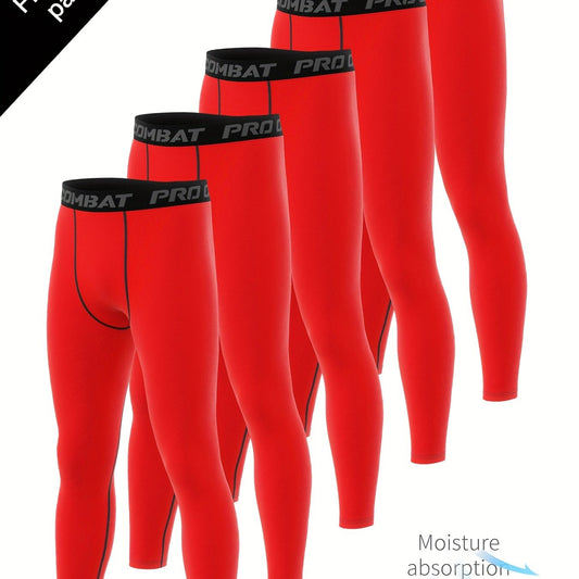 Men's 5pcs Solid Leggings Quick Dry Sports Compression Pants
