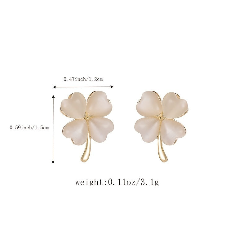 Opal Clover Shape Earrings for Women