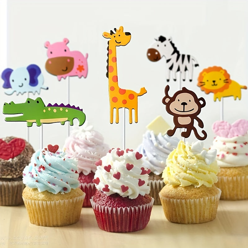 7pcs Animal Cake Insert Card Set for Baby Birthday Party Decoration