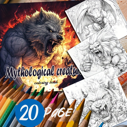 Mythological Creatures Adult Coloring Book - 20 Thick Pages