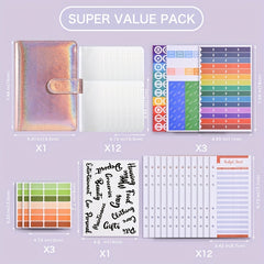 A6 Binder Glitter PU Leather Notebook with Magnetic Closure