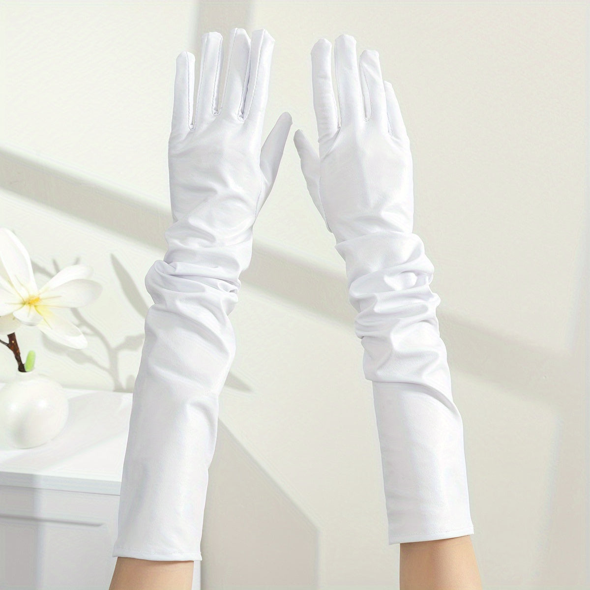 Bright PU Leather Long Gloves for Party Prom Performance